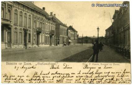 ansichtkaart: Bergen op Zoom, Stationstraat