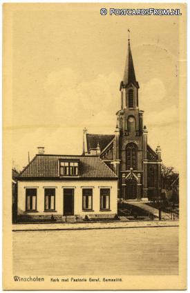 ansichtkaart: Winschoten, Kerkmet Pastorie Geref. Gemeente