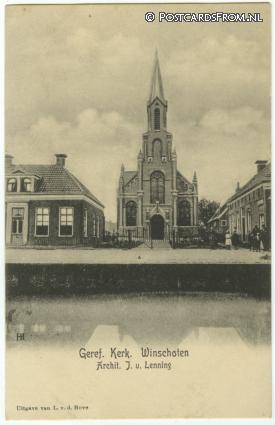 ansichtkaart: Winschoten, Geref. Kerk. Archit. J. v. Lenning