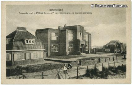 Terschelling, Zeevaartschool Willem Barentsz met Directeurs en Conciergewoning ansichtkaart: Terschelling, Zeevaartschool Willem Barentsz met Directeurs en Conciergewoning